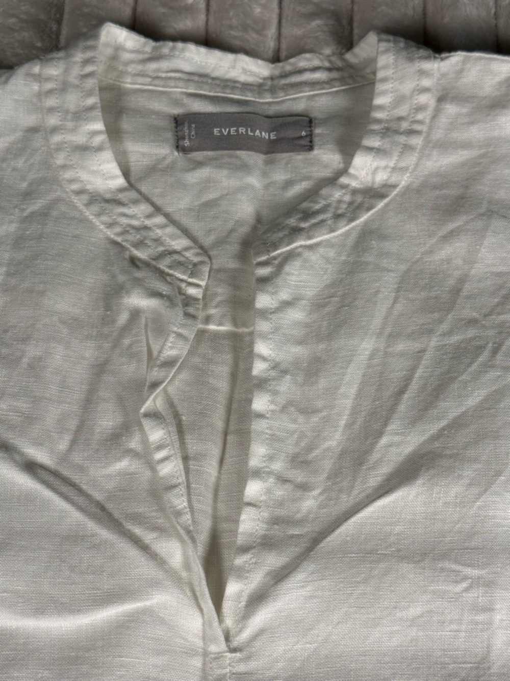 Everlane White 100% Linen Boxy Cap Sleeve V-Neck Pullover Clean girl Top Size 6 - Picture 6 of 9